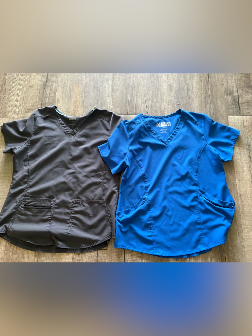 Scrubstar Women's V-Neck Scrub Tops in Black and Royal Blue